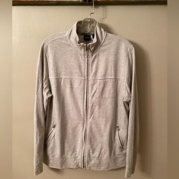 HUGO BOSS MENS SIZE MEDIUM REGULAR FIT GRAY STRIPED FULL ZIP JACKET - Picture 2 of 12